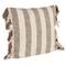 Hello Honey® Blue & Yellow Stripes on Cream Cotton Throw Pillow with Fringe
